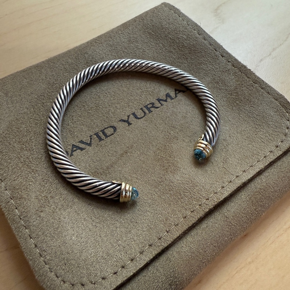 David Yurman Classic Cable Bracelet with Blue Topaz, 5mm
